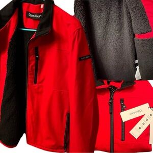 Calvin Klein Mens Sherpa Lined Classic Soft Shell Jacket CK Zip Up Jacket zipup